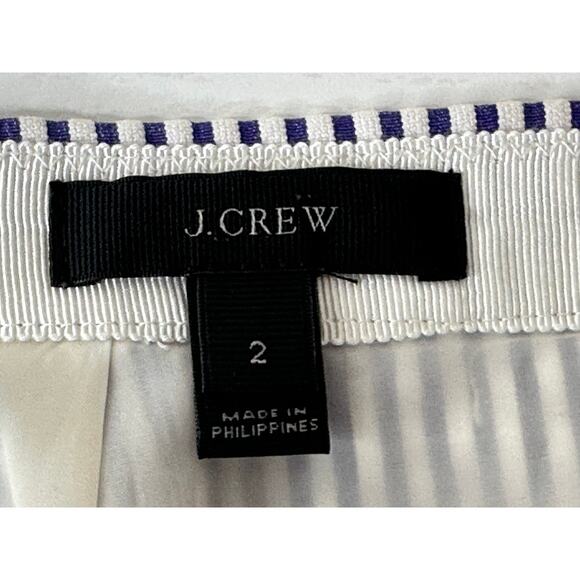 J. Crew Knee Length Pencil Skirt Blue White Seersucker Striped Preppy Summer 2 - Picture 3 of 10